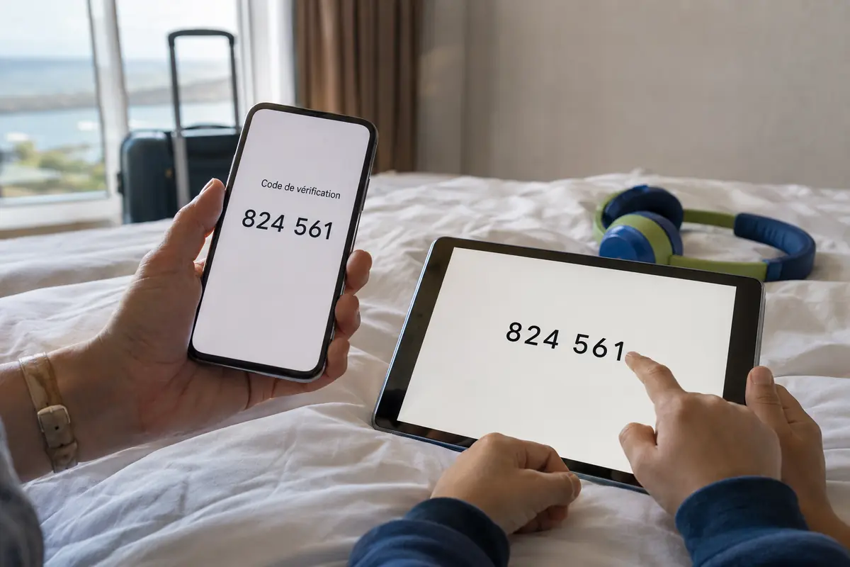 Code de vérification transmis d’un téléphone à une tablette