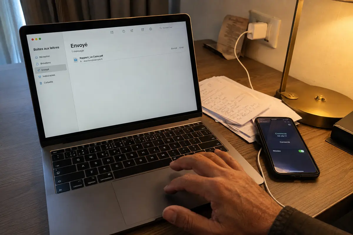 Le document resté en attente apparaît enfin comme envoyé après le changement de méthode de connexion