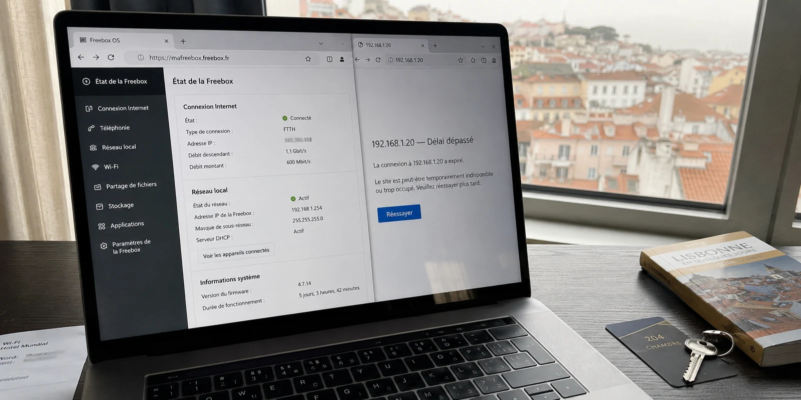 Freebox joignable depuis l’hôtel mais NAS local en délai dépassé
