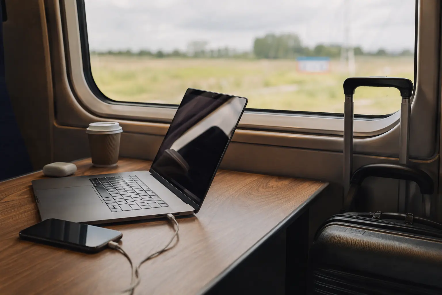 Ordinateur connecté pendant un trajet entre deux réseaux