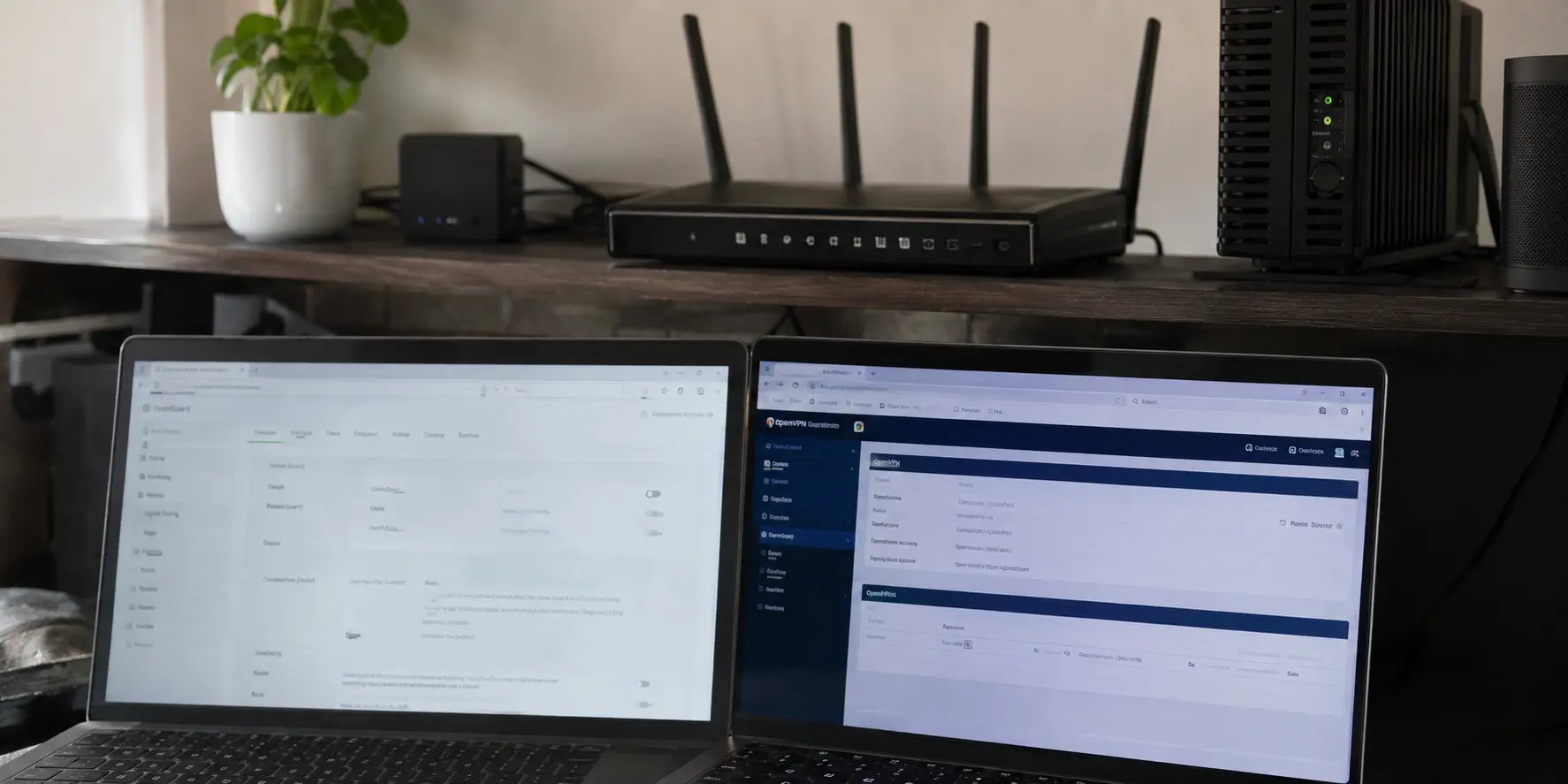 Routeur domestique avec configurations VPN sur un ordinateur
