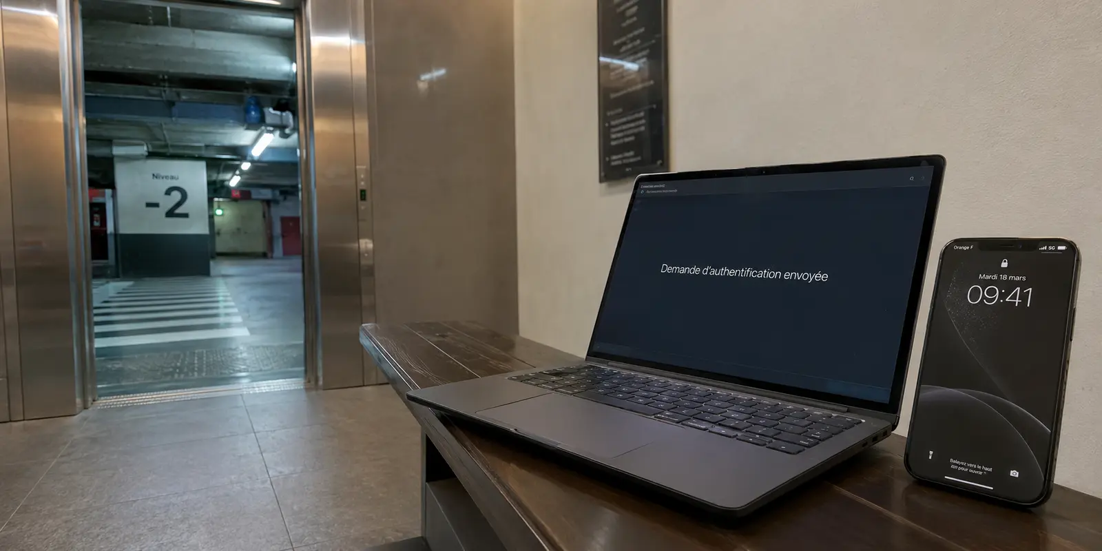 Après la sortie d’un parking souterrain, l’ordinateur attend une authentification qui n’arrive pas sur le téléphone malgré le retour de la 5G