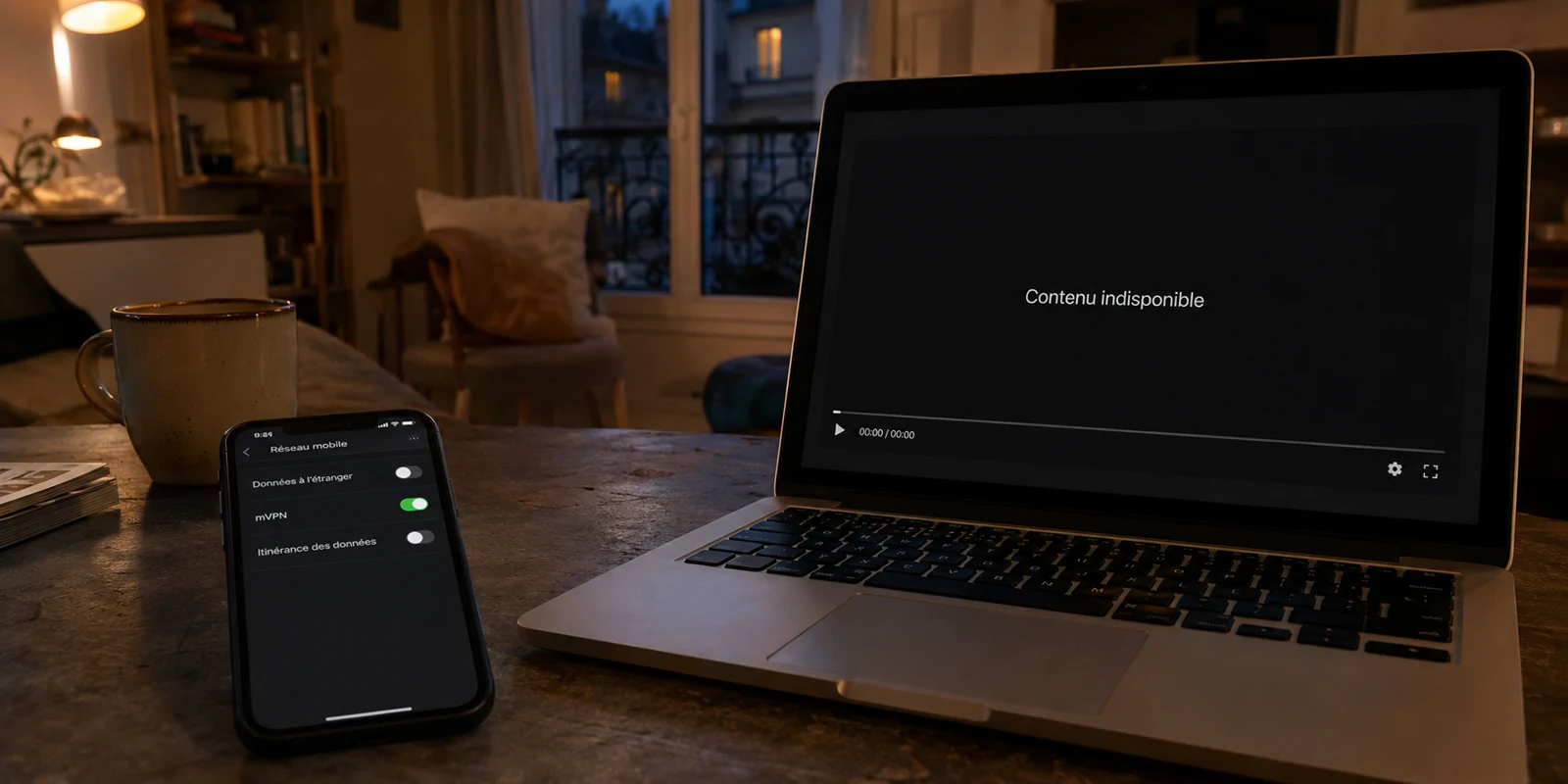 Free mVPN activé sur un téléphone pendant qu’un replay français reste indisponible sur l’ordinateur