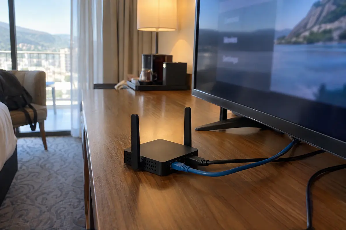 Building the travel router at home makes the hotel setup predictable.