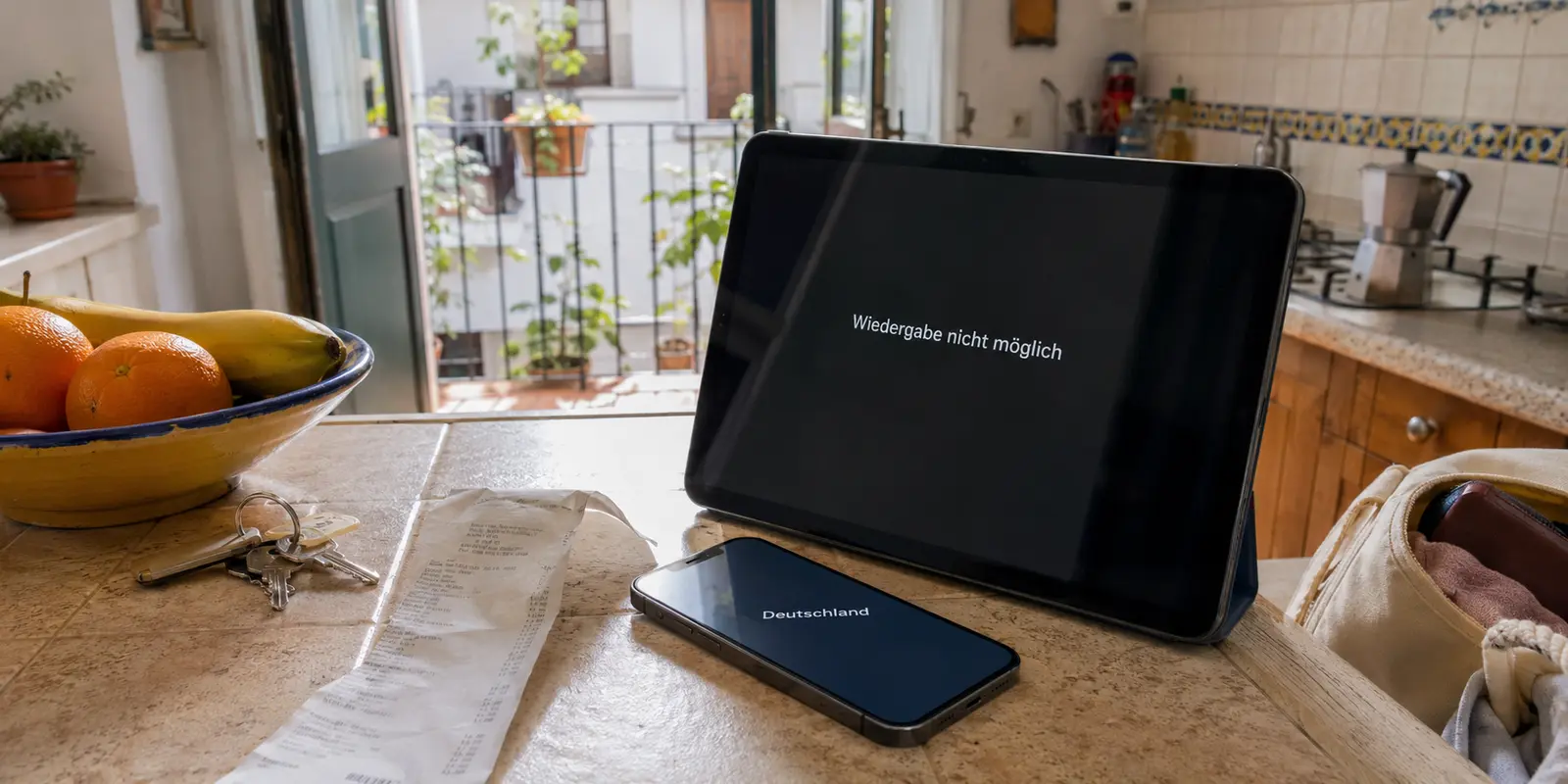 Ein deutscher Stream bleibt in einer spanischen Ferienwohnung mit aktivem VPN blockiert