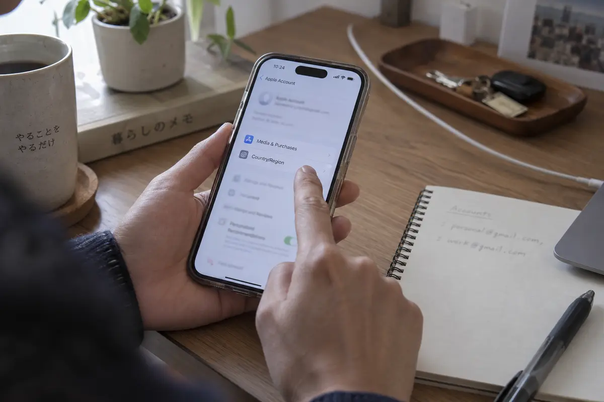 Reviewing Media and Purchases country or region settings on an iPhone
