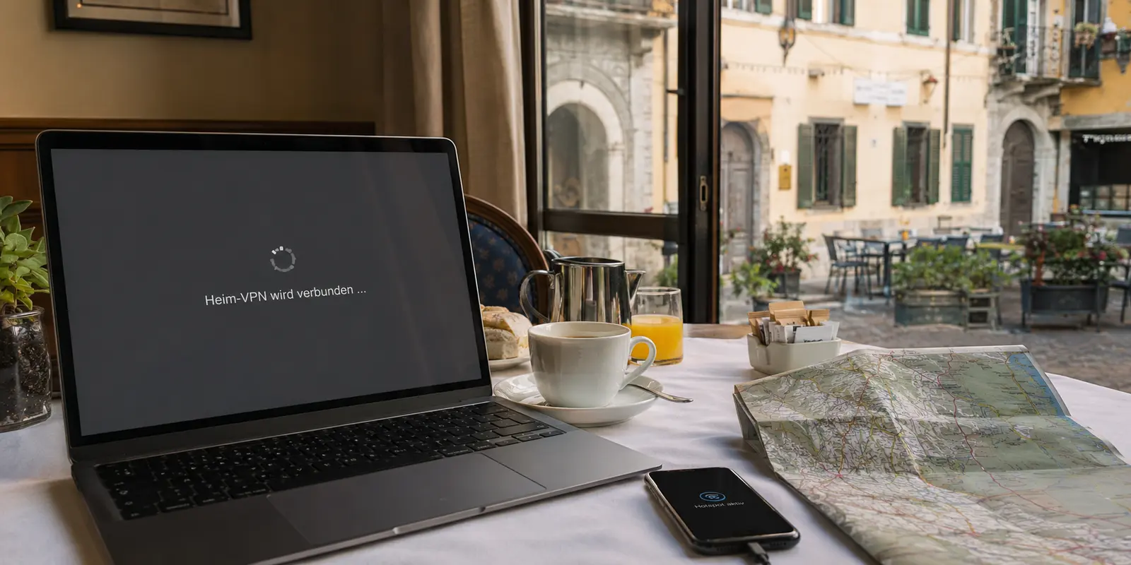 Verbindungsversuch zum Schweizer Heim-VPN in einem Hotel in Norditalien