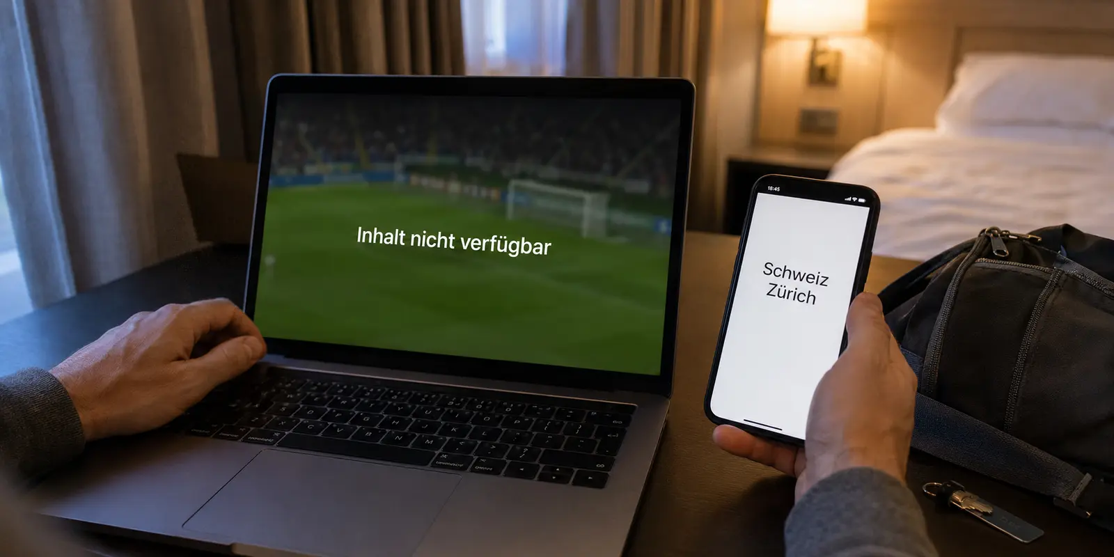 Live-Fussball bleibt im Hotel gesperrt, obwohl der IP-Test Schweiz und Zürich anzeigt