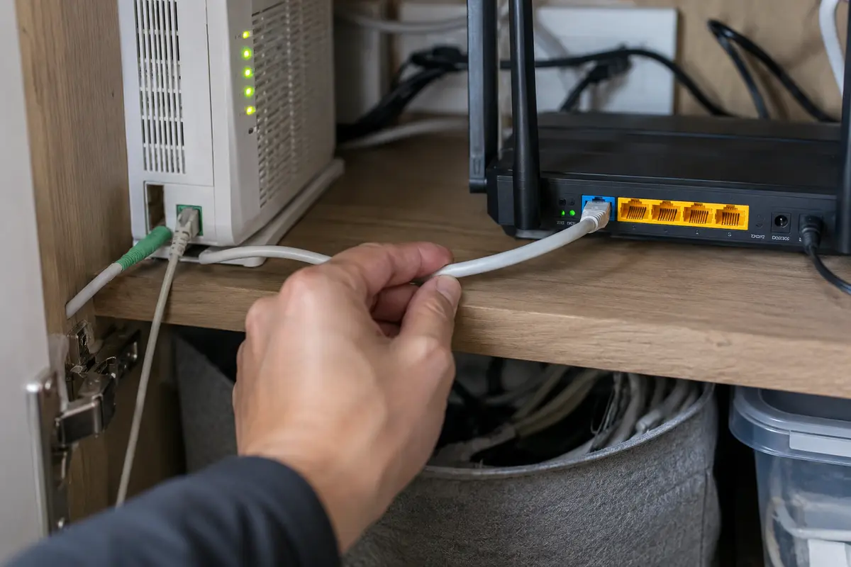 Checking the physical WAN link between a home modem and router