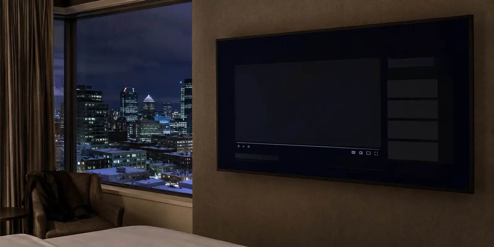 Service vidéo indisponible sur un téléviseur dans une chambre d’hôtel à Montréal