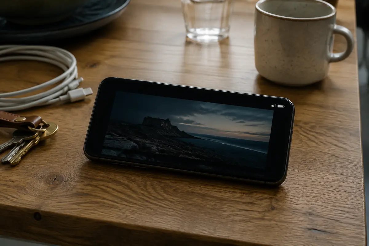 Smartphone mit laufendem Stream über Mobilfunk nach dem Wechsel aus dem Heim-WLAN