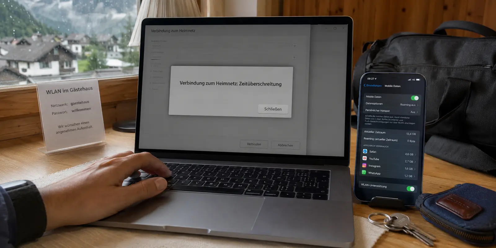 Unterwegs schlägt die Verbindung zum selbst gehosteten Heim-VPN mit einer Zeitüberschreitung fehl