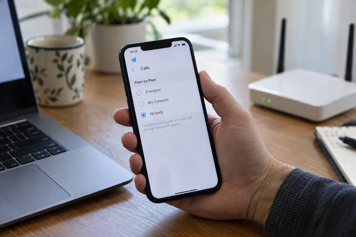 Telegram peer-to-peer call setting changed to Nobody on a phone