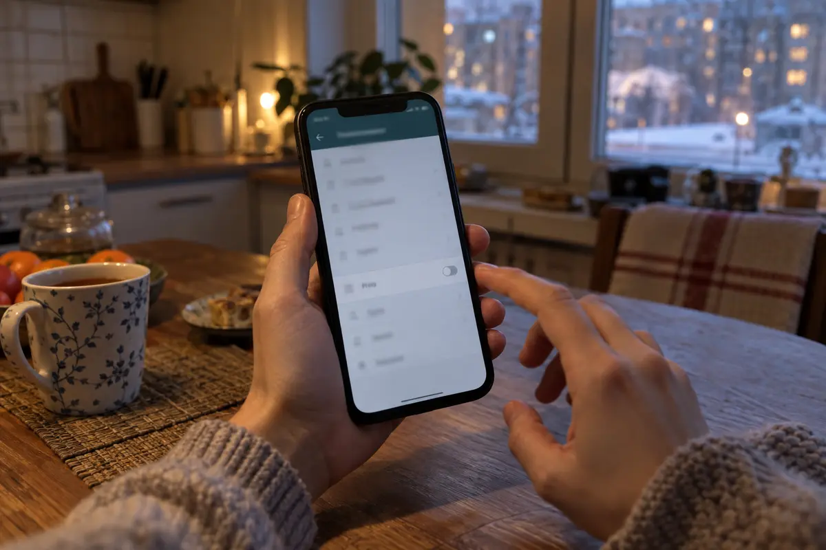 A messaging app's Proxy setting switched off on a phone in a Moscow apartment