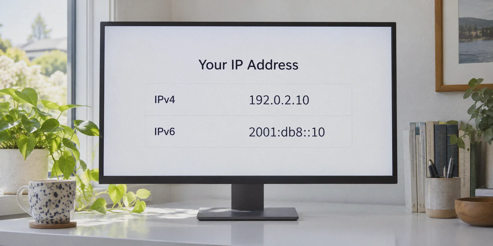 Home monitor showing separate IPv4 and IPv6 test results.