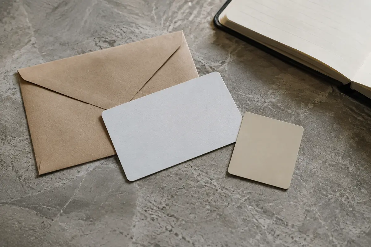 Blank identity cards and a sealed envelope representing minimal-disclosure age assurance
