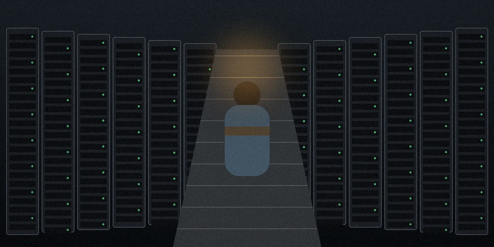 Technician walking through server racks in a modern Mumbai data center