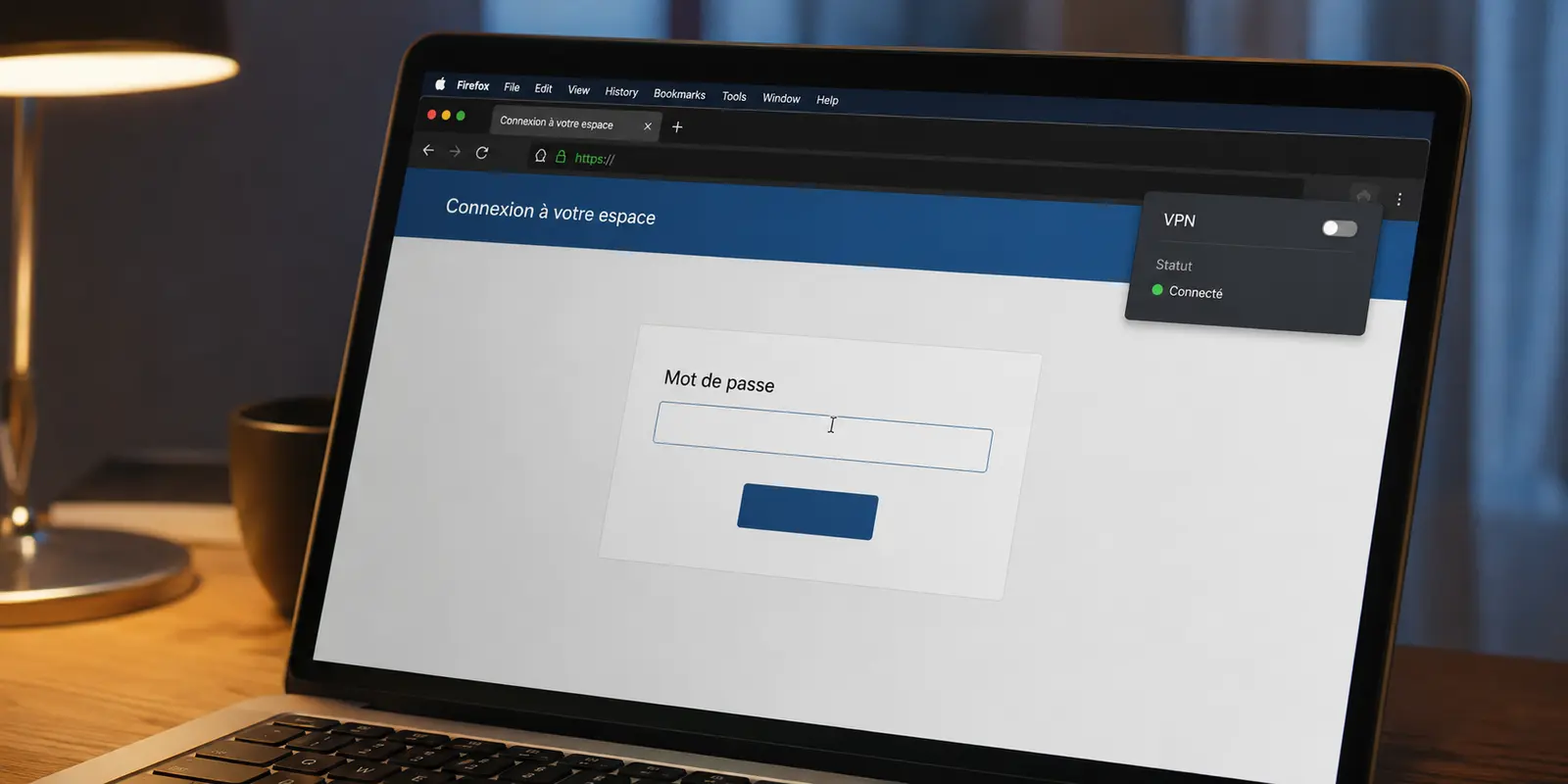 Un écran de connexion bancaire en HTTPS, observé avant de saisir le mot de passe