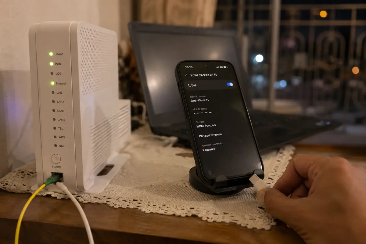 Modem fibre et partage de connexion 4G utilisés dans le même appartement
