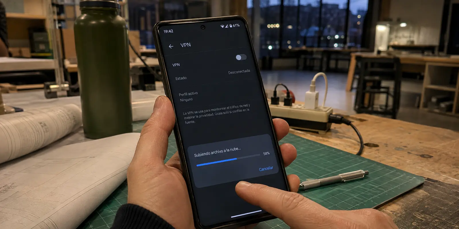 Un archivo sigue subiendo en Android aunque la VPN aparece desconectada