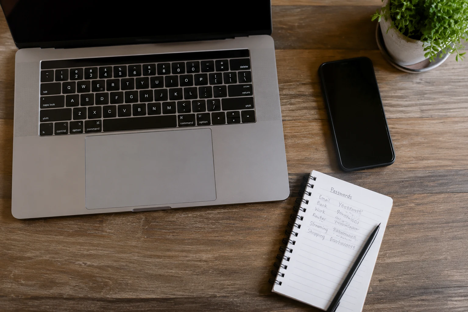 Les outils séparés sur le bureau rendent visible la décision de choisir chaque protection pour son rôle.