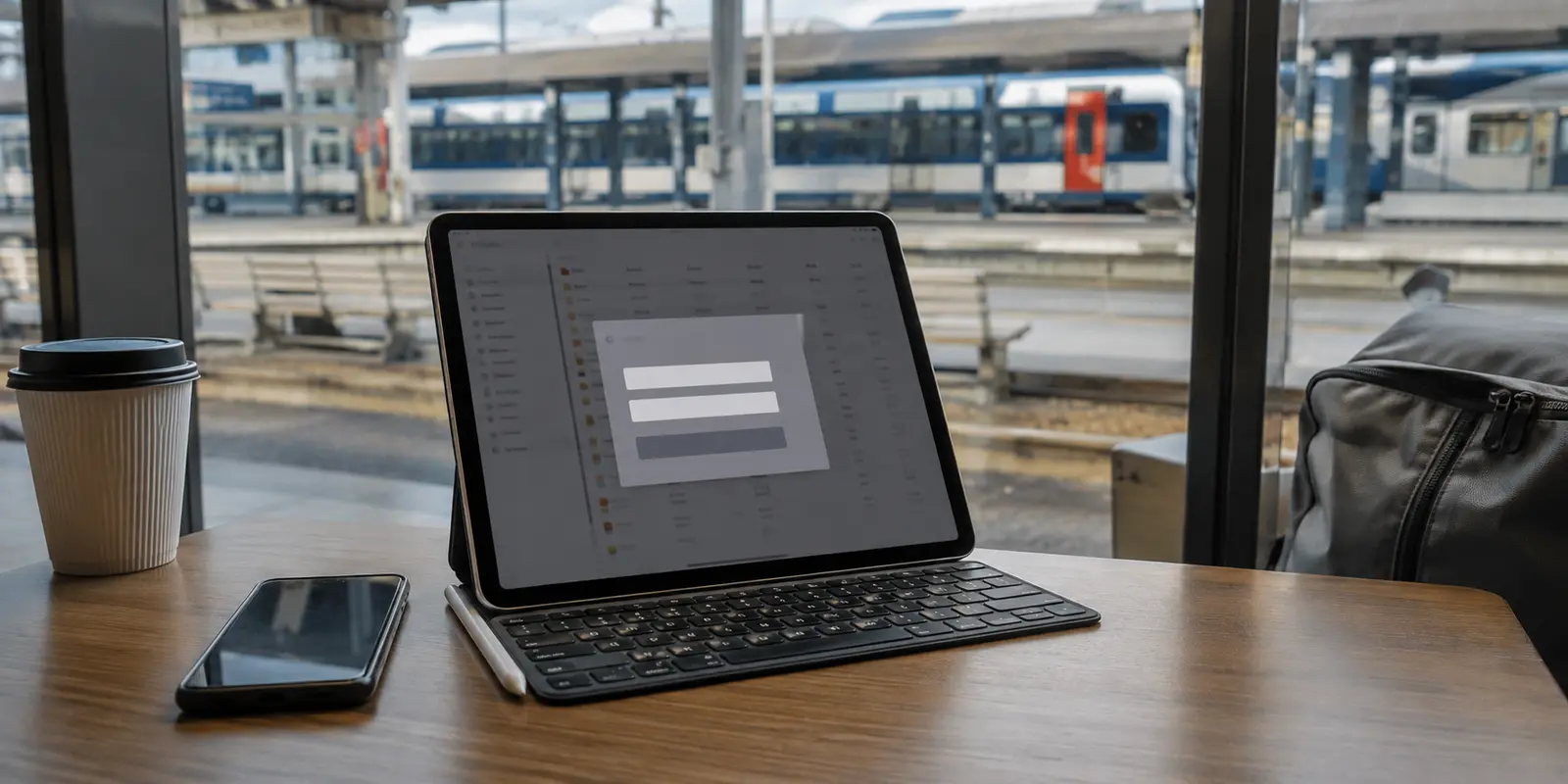Tablette demandant les identifiants du compte VPN dans une gare de Suisse romande