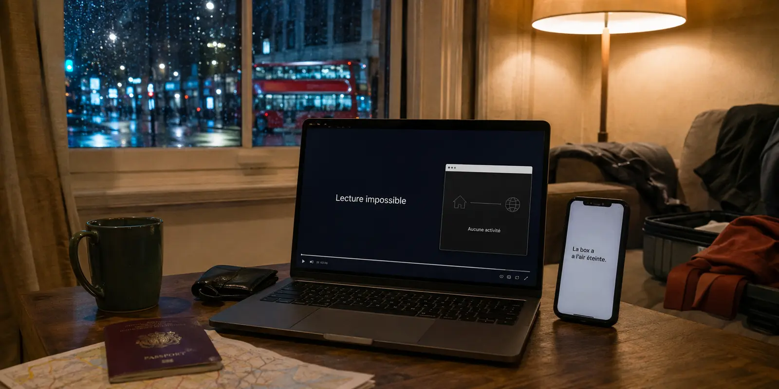 À Londres, un lecteur de télévision français affiche une erreur pendant que la Freebox distante reste inaccessible