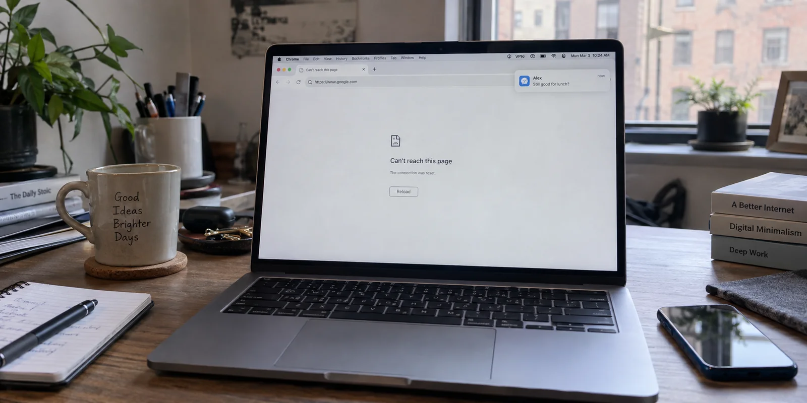 A Mac browser cannot reach a page even though the VPN status is connected.