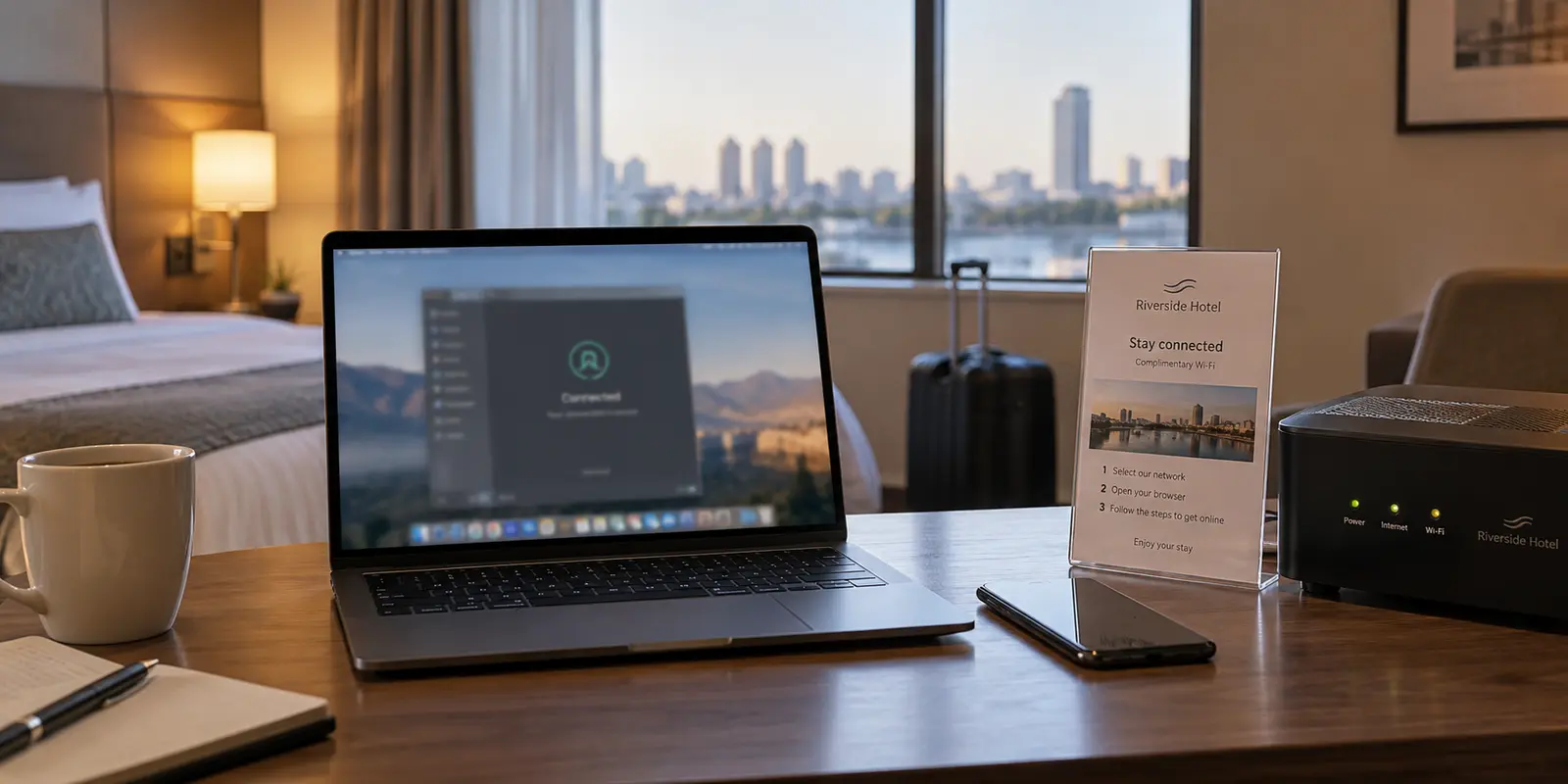 A connected tunnel can still coexist with hotel-controlled DNS resolution.