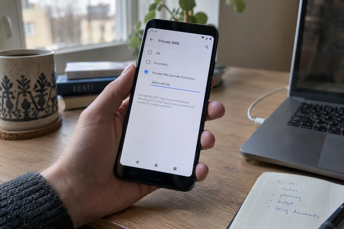 Android Private DNS settings configured with dns.cert.ee