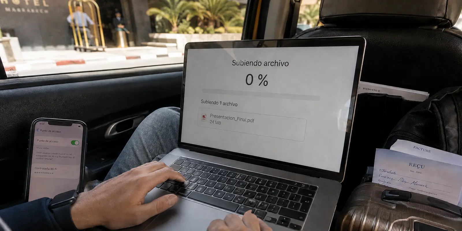 La presentación vuelve a cero al pasar del Wi-Fi del hotel al punto de acceso en el taxi