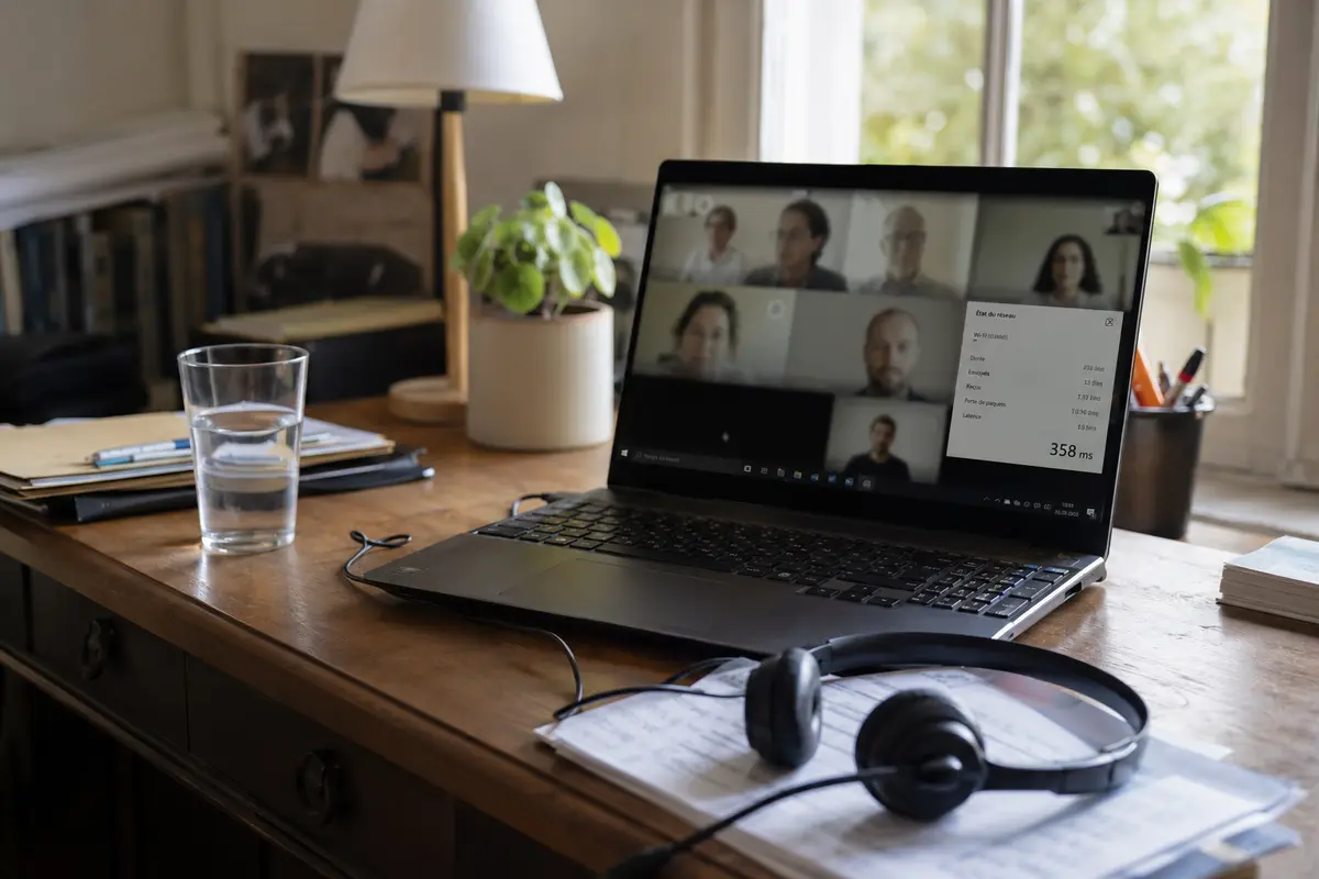 Une visioconférence ralentie par une latence réseau élevée