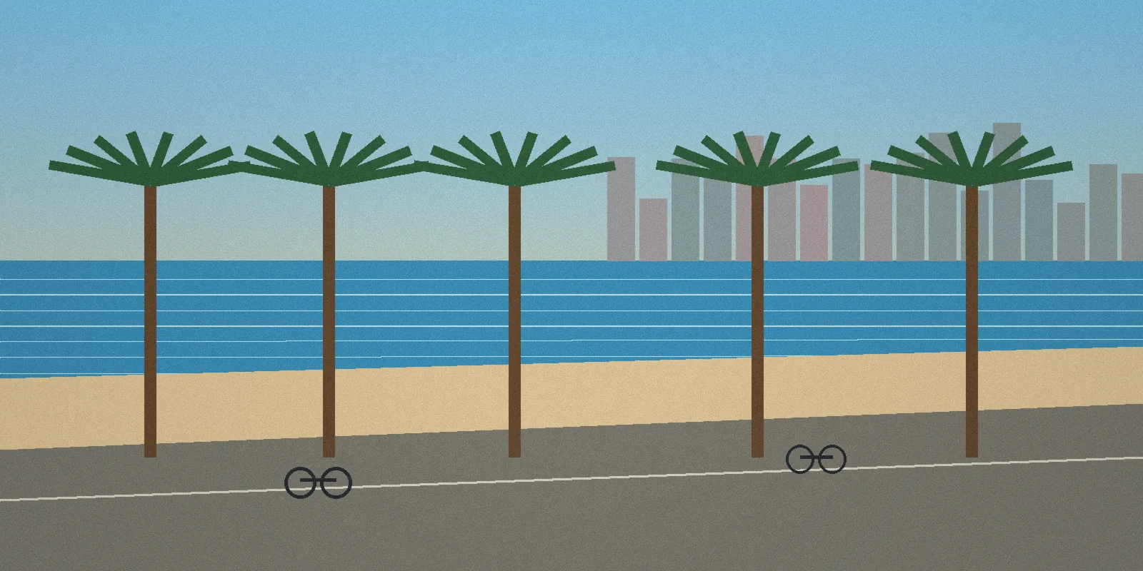 Tel Aviv seaside promenade with the Mediterranean, cyclists, and everyday city life