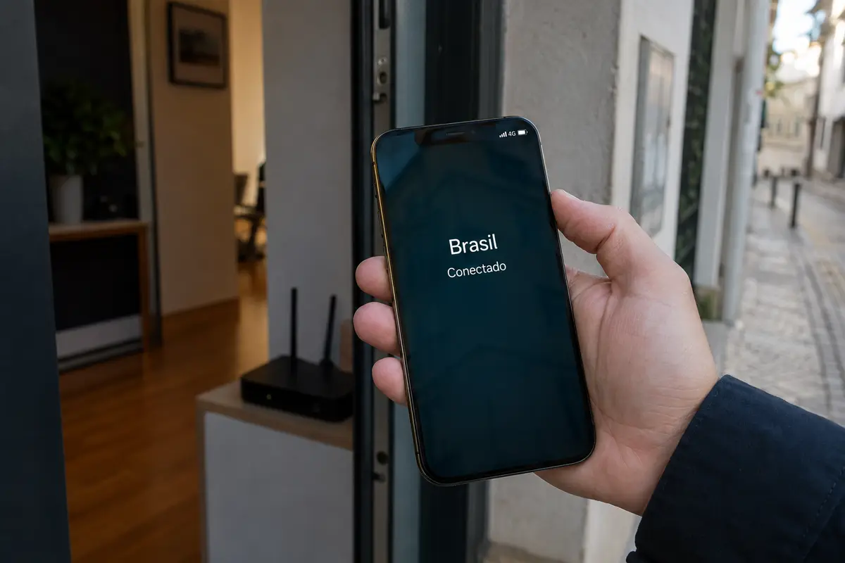 Celular mantendo a rota brasileira ao trocar o Wi-Fi pela rede móvel