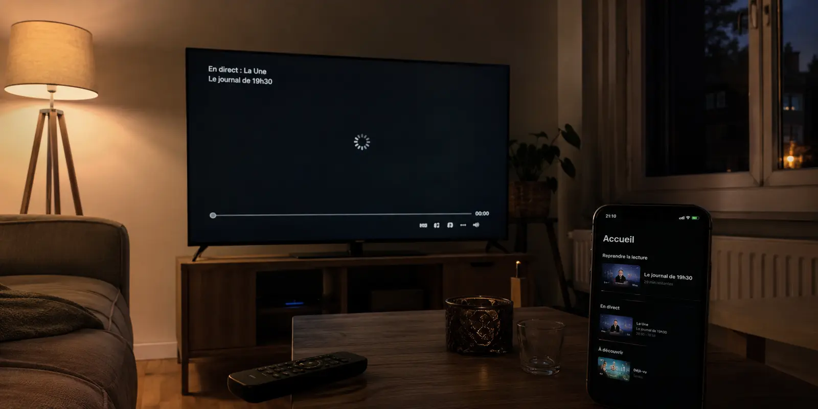 Un lecteur de télévision en ligne reste bloqué pendant que l’application est ouverte sur un téléphone