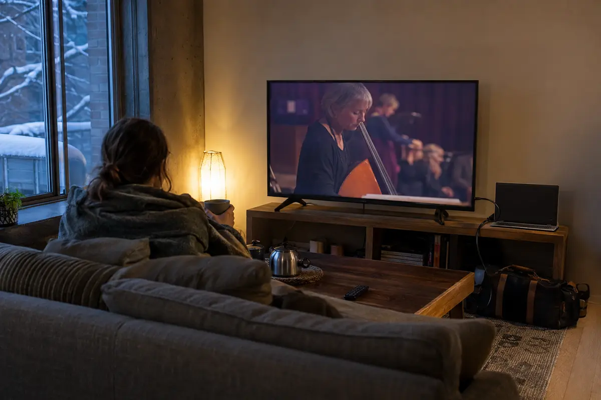 Un programme belge est diffusé sur le téléviseur depuis l’ordinateur relié en HDMI