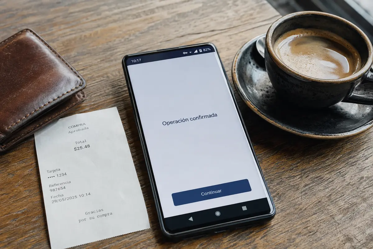 Una operación bancaria confirmada en un teléfono Android con la VPN aún activa