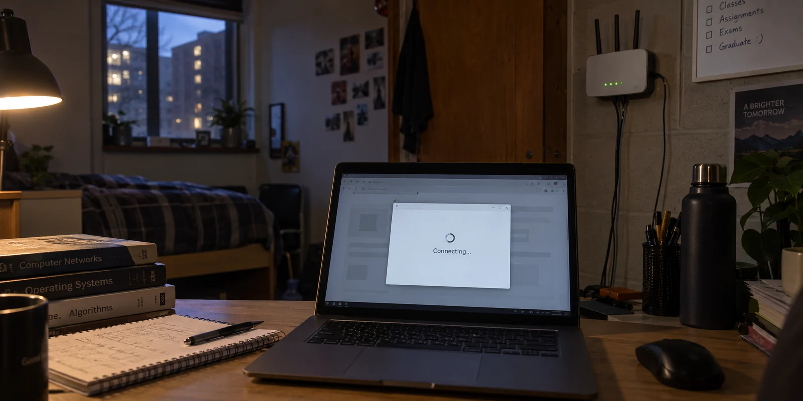 A laptop VPN remains stuck on Connecting on a university network
