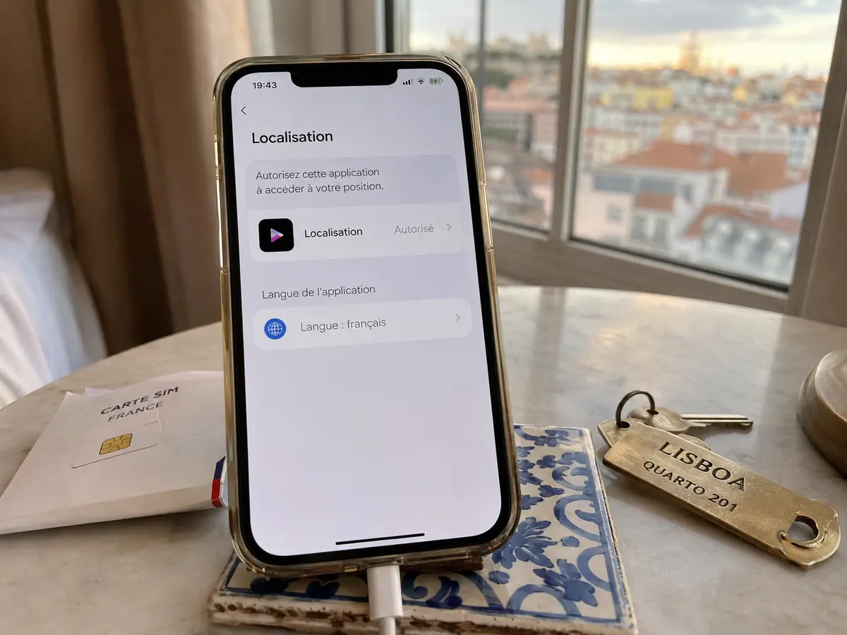 L’autorisation de localisation de l’application encore active sur un téléphone à Lisbonne