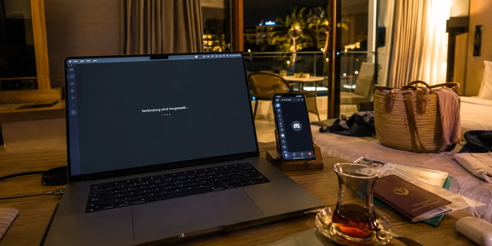 Discord-Verbindung bleibt im Hotel-WLAN in Antalya hängen, während sie über Roaming erreichbar ist