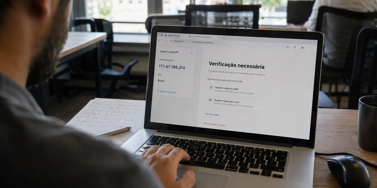 Um serviço brasileiro pede nova verificação mesmo depois de o VPN mostrar outro endereço no Brasil