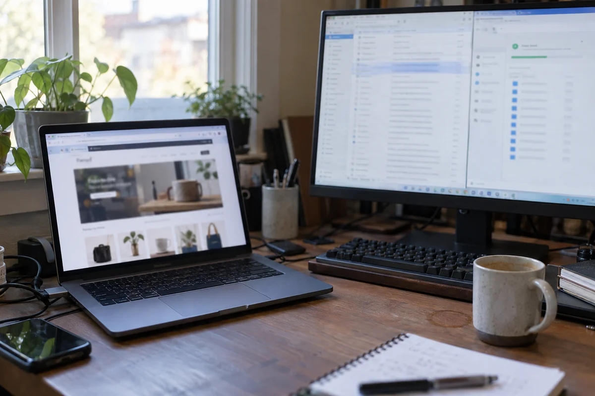 An isolated browser task runs beside separate email and cloud applications