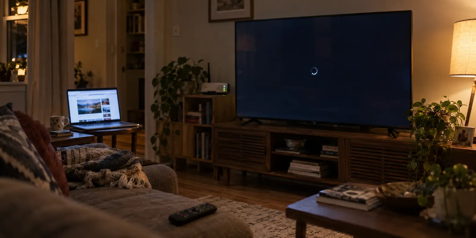 Smart television is stuck loading while a nearby laptop remains online
