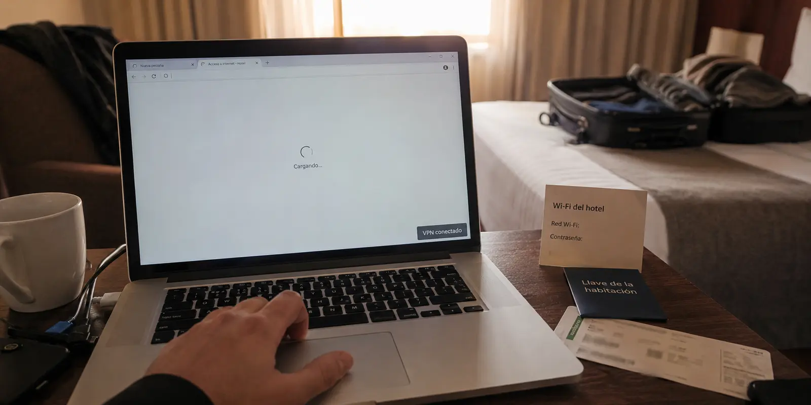 Portátil de hotel sin poder cargar páginas mientras el VPN ya figura como conectado