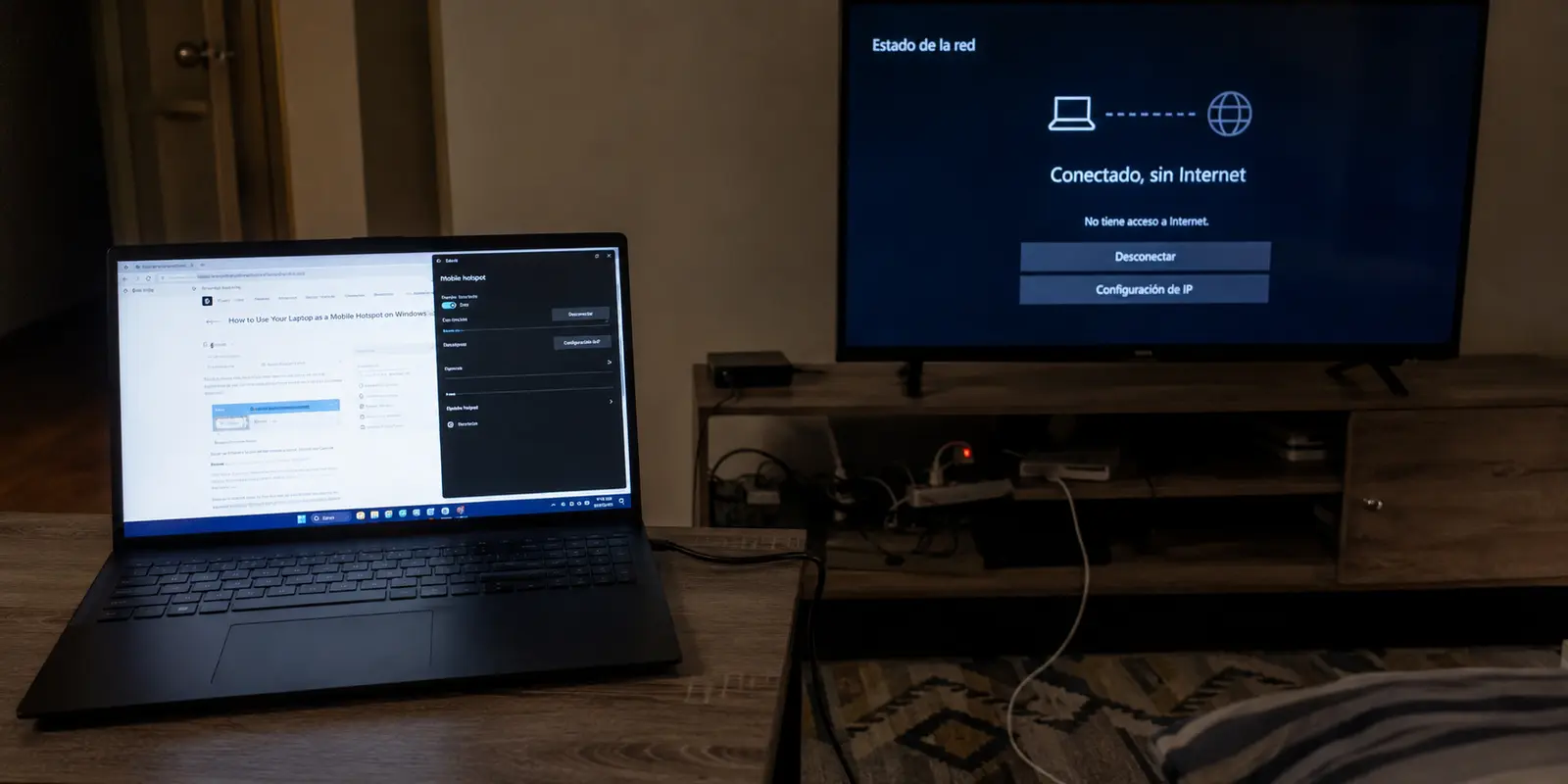Smart TV conectada al hotspot de Windows pero sin acceso a Internet