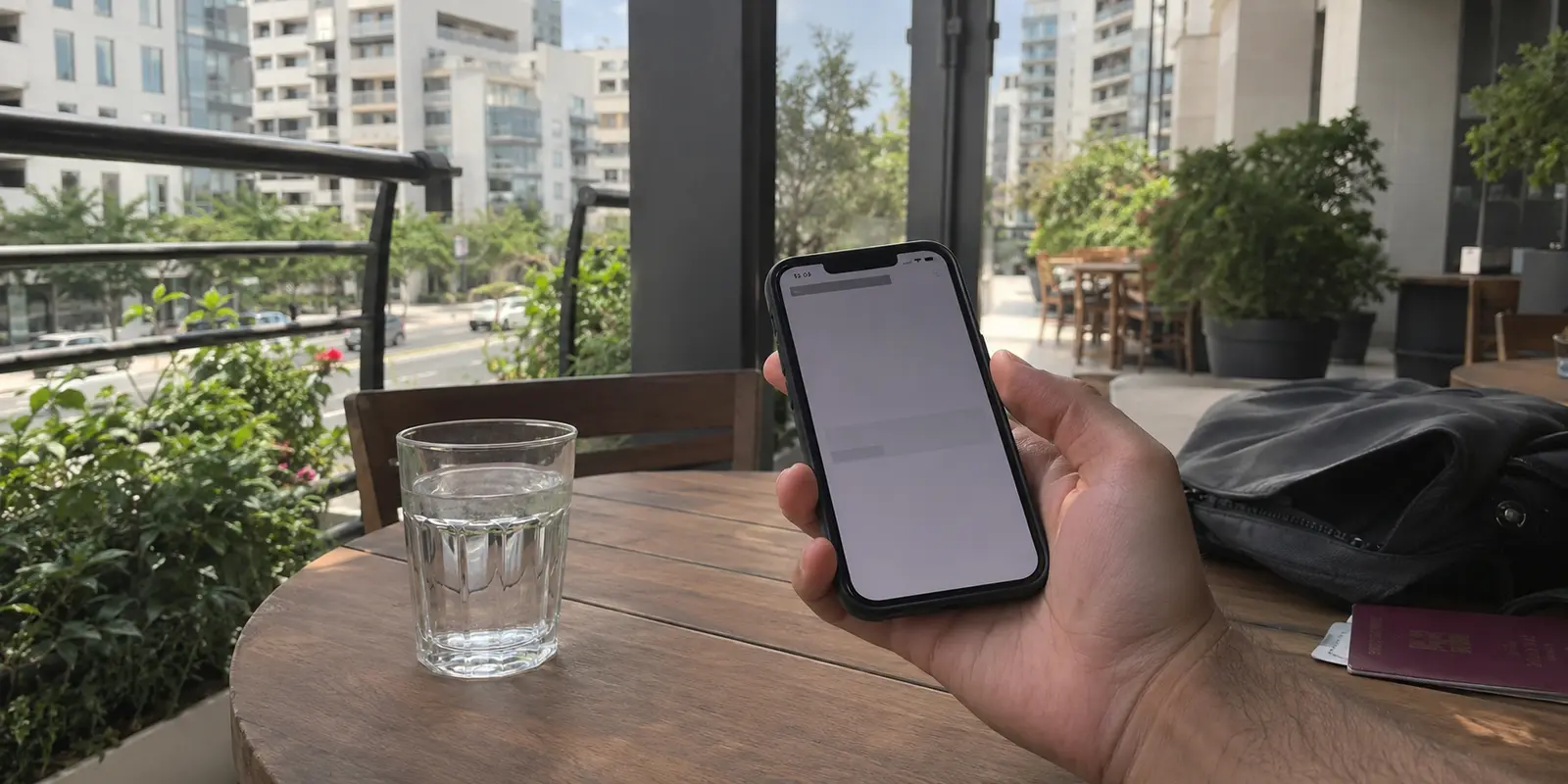 هاتف يحاول تحميل صفحة على شبكة الهاتف في مقهى بدبي