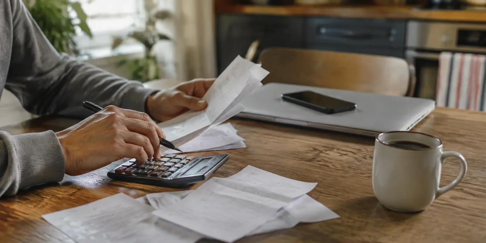 مراجعة تكاليف الاشتراكات الرقمية على طاولة منزلية