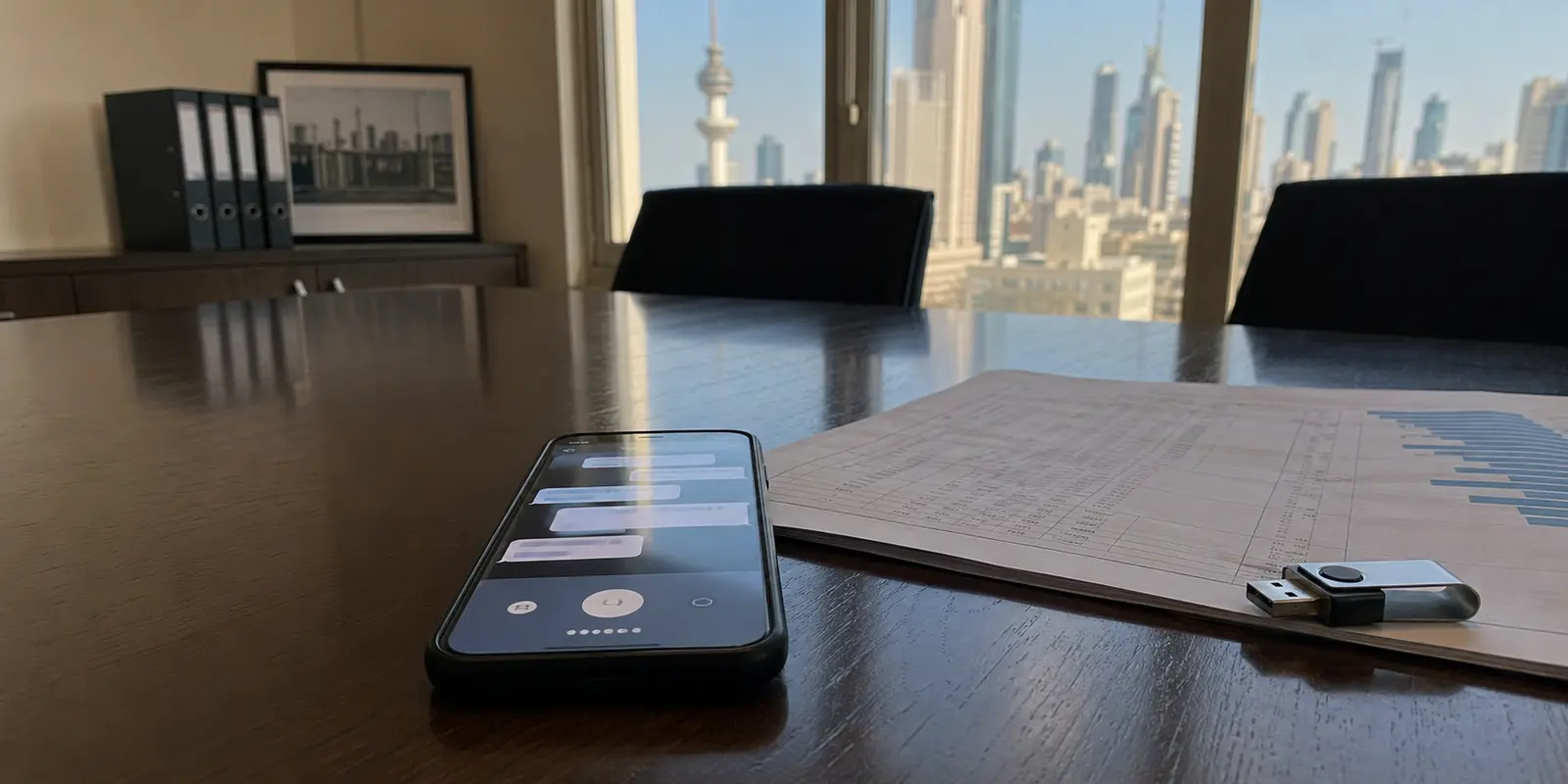 هاتف في مكتب بالكويت يعرض رسائل وصلت بينما تبقى المكالمة عالقة في الاتصال