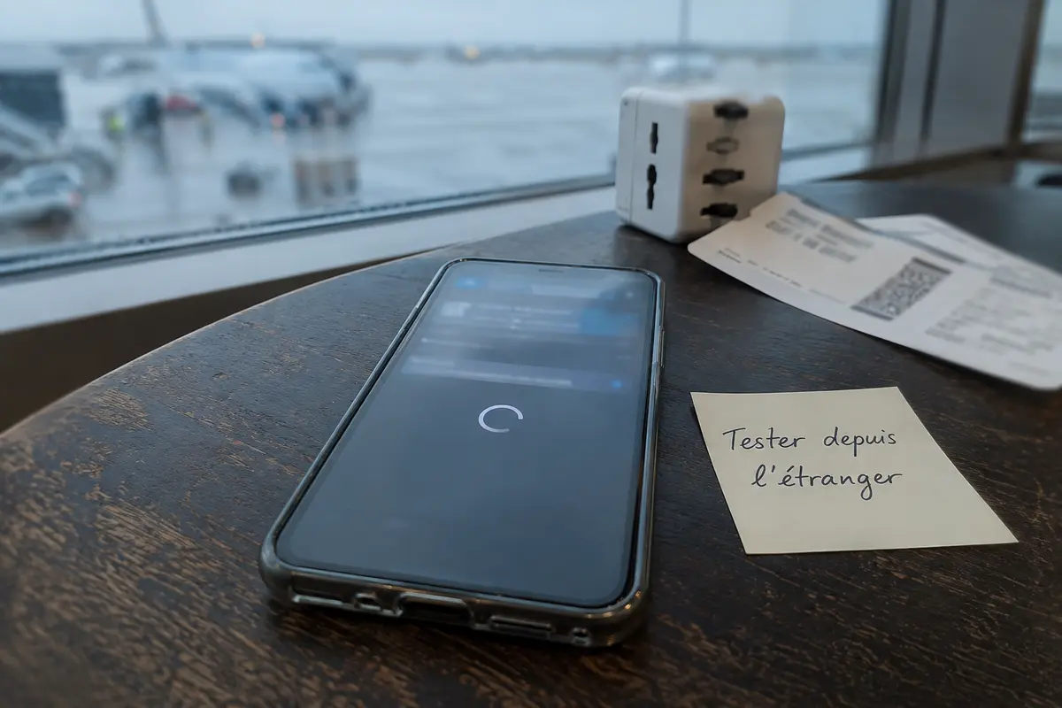 Un test de connexion vers un serveur algérien depuis un aéroport étranger