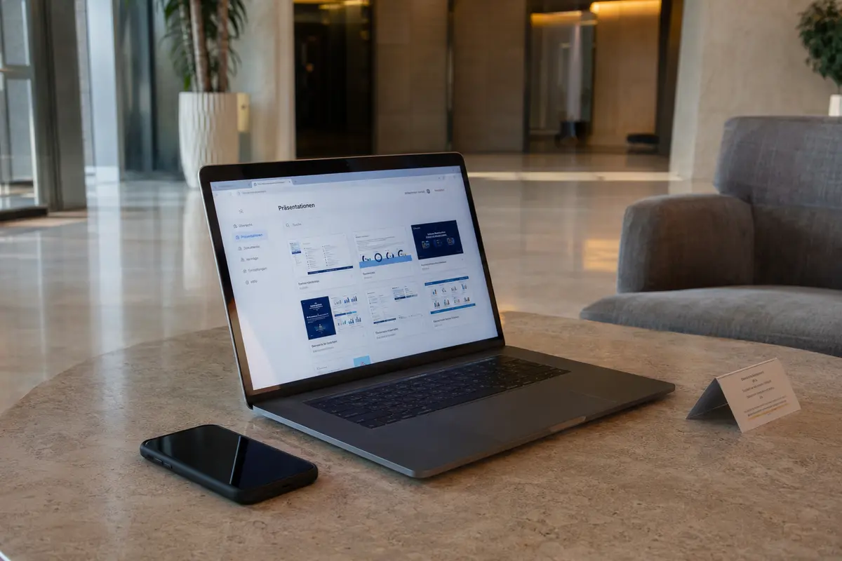 Im Gäste-WLAN einer Lobby ist die hochgeladene Präsentation wieder vollständig verfügbar